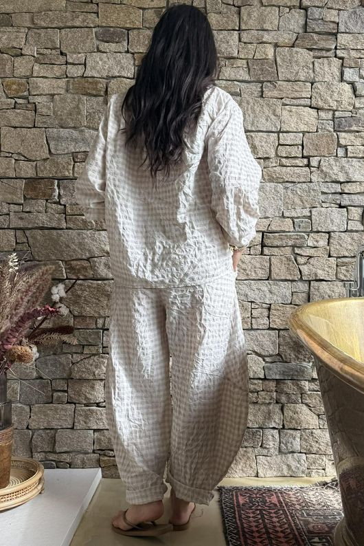 Nonni Gingham Nero Blouse Stone